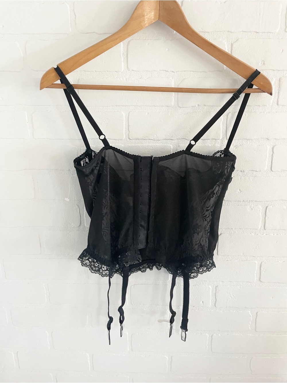Y2K Sheer Lace Dark Floral Bustier Garter Corset Statement Vintage Size L - Picture 11 of 16